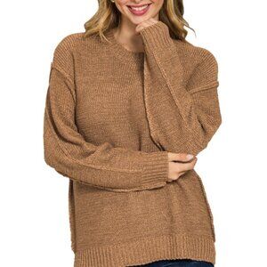 ✨NWT Zenana Exposed Seam Round Neck Sweater